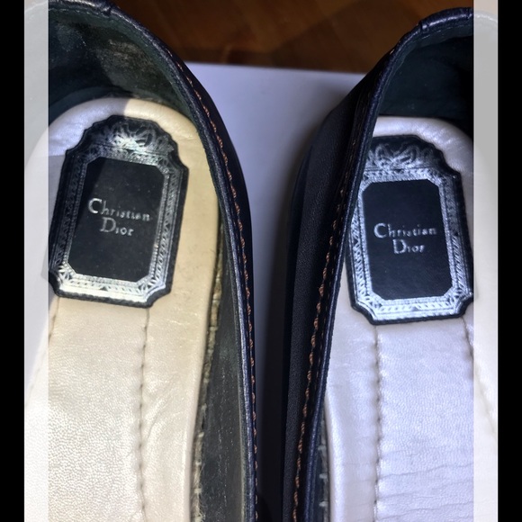 DIOR  DENIM LOAFERS WITH CRYSTAL & BEADED FRONTS - Picture 2 of 8